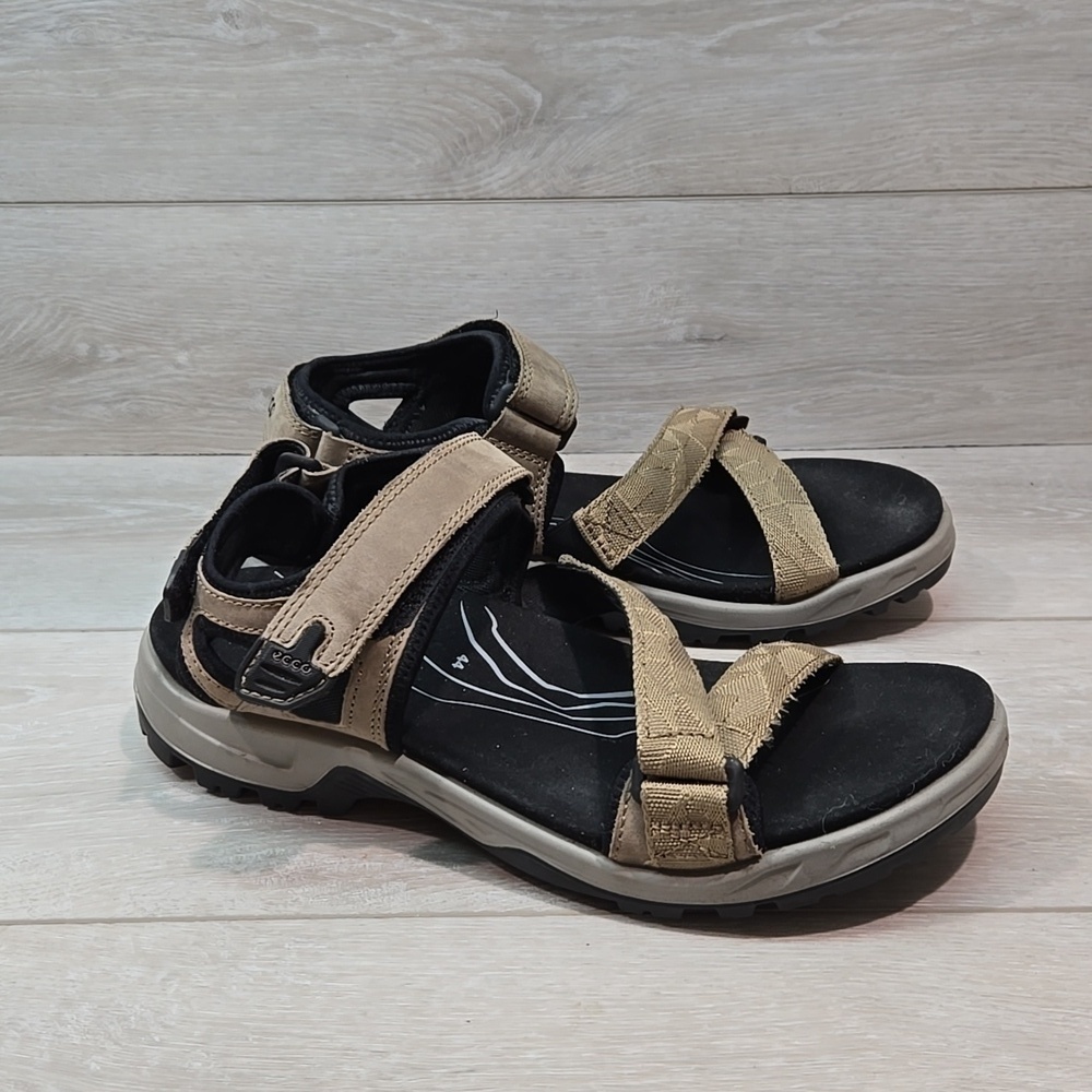 Ecco Mens Yucatan Leather Hook&loop Outdoor Hiking Sandals shoes sz 44/10-10.5